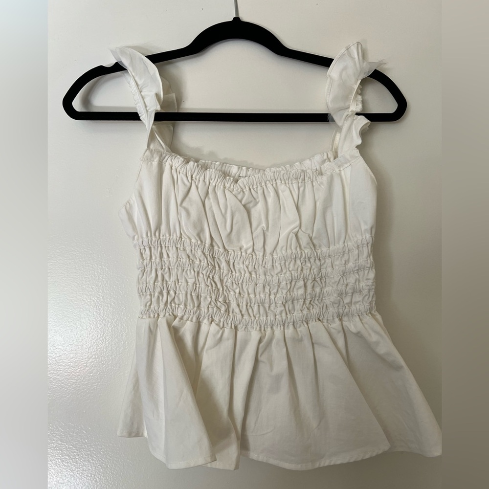 White Peplum Top